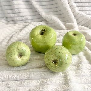 Decorative Green Apples Ceramic Fall Thanksgiving Decor Lot of 4